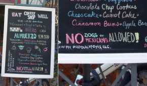 "No está permitida la entrada a perros o mexicanos", se lee en inglés