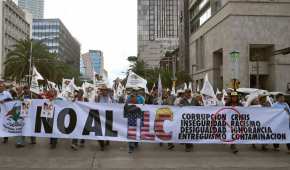 Un sector de campesinos mexicanos protestaron por la renegociación del TLCAN