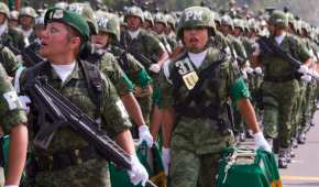 Las Fuerzas Armadas durante su ensayo para el desfile militar del domingo