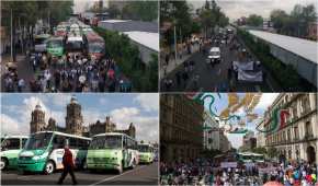 Aspectos de la manifestación de transportistas este martes en la CDMX