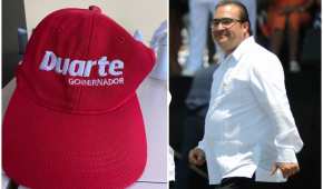 Se trata de una gorra bordada con los logotipos del PRI y el nombre de Duarte