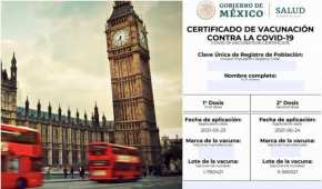 El comprobante de vacunación mexicano será aceptado por las autoridades británicas.