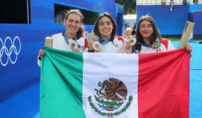 Ellas son las arqueras Alejandra Valencia, Ángela Ruiz y Ana Vázquez