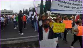 Trabajadores del Poder Judicial marchan sobre la autopista México-Toluca