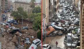 Los autos fueron arrastrados por las fuerte corrientes de agua pluvial