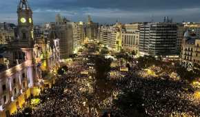 La gran manifestación se lleva a cabo en la plaza del Ayuntamiento de Valencia